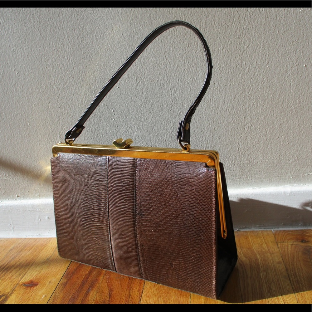 No name real gator vintage rectangular purse.